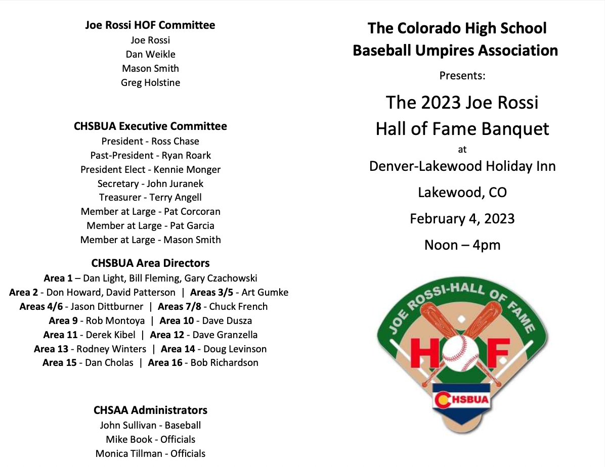 2023 HOF Banquet Program