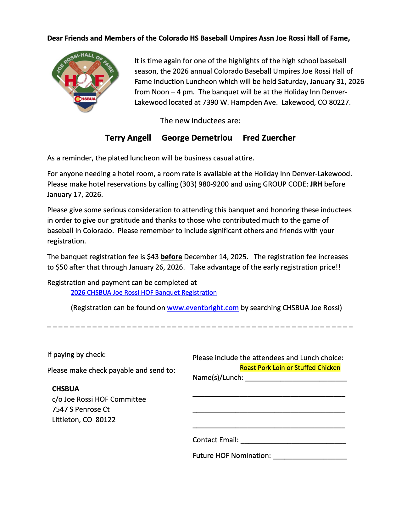 2026 JRHOF Banquet Flyer